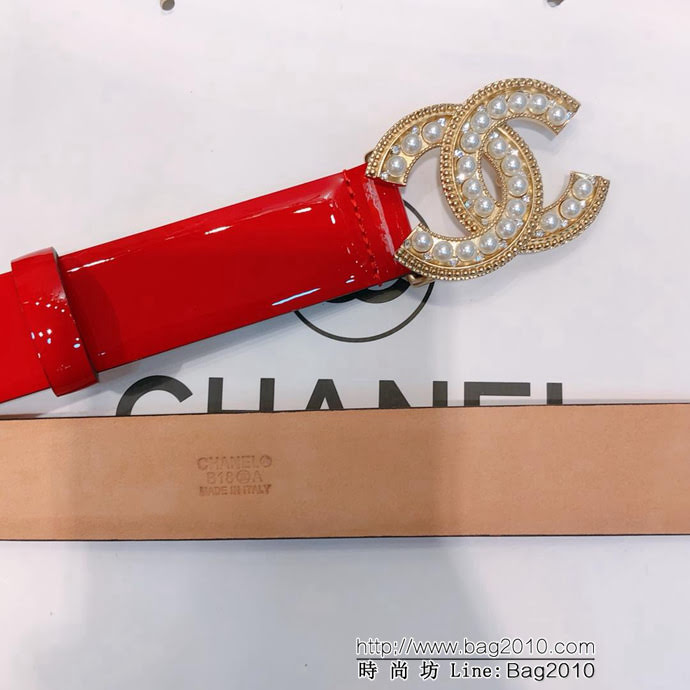 CHANEL香奈兒 18新款 30mm精品 進口皮漆皮面料 樹膏底妖帶 網紅同款腰帶 時尚款 紅色腰帶  xfp1164